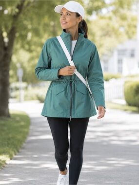 NWOT ATHLETA Westerly Travel Jacket Wind Breaker Ocean Teal Sz S Host pick